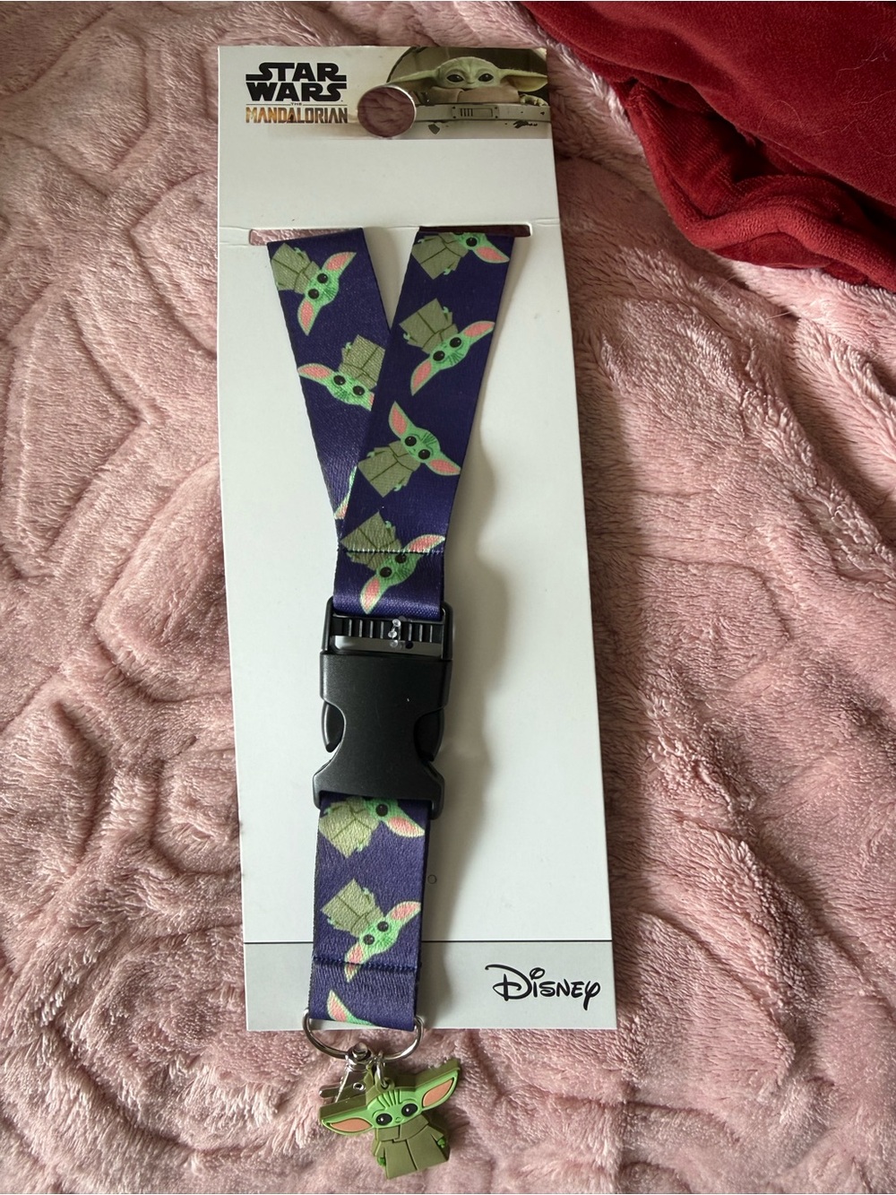 Disney Grogu Purple and Green Key/Card Lanyard with Charm